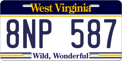 WV license plate 8NP587
