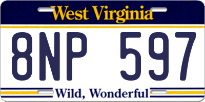 WV license plate 8NP597