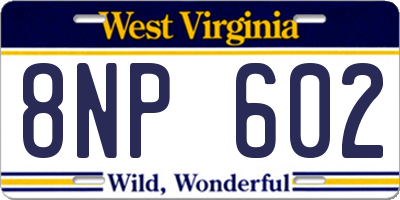 WV license plate 8NP602