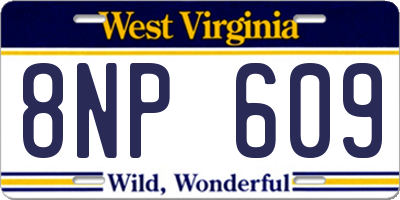 WV license plate 8NP609
