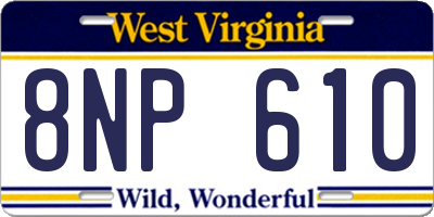 WV license plate 8NP610