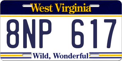 WV license plate 8NP617
