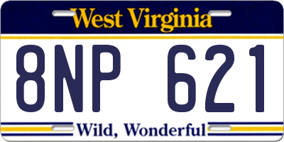 WV license plate 8NP621