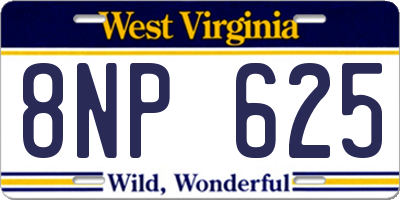 WV license plate 8NP625