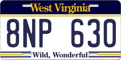 WV license plate 8NP630