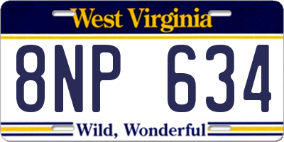 WV license plate 8NP634
