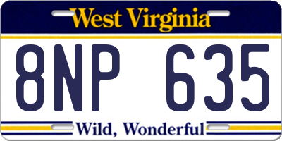 WV license plate 8NP635