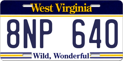WV license plate 8NP640