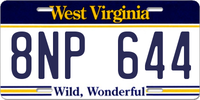 WV license plate 8NP644