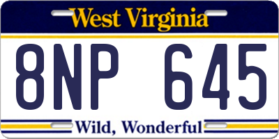 WV license plate 8NP645