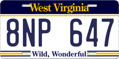 WV license plate 8NP647