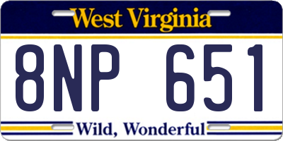 WV license plate 8NP651