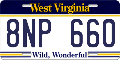 WV license plate 8NP660