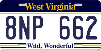 WV license plate 8NP662