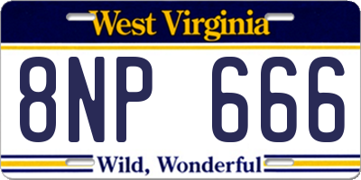 WV license plate 8NP666