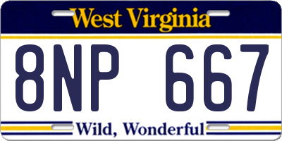 WV license plate 8NP667