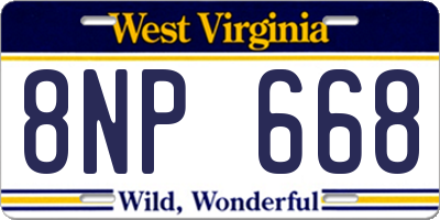WV license plate 8NP668