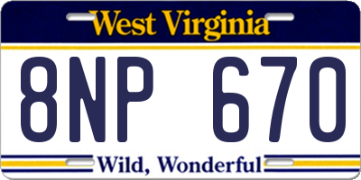 WV license plate 8NP670