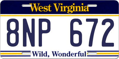 WV license plate 8NP672