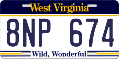 WV license plate 8NP674