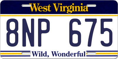 WV license plate 8NP675