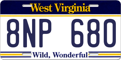 WV license plate 8NP680