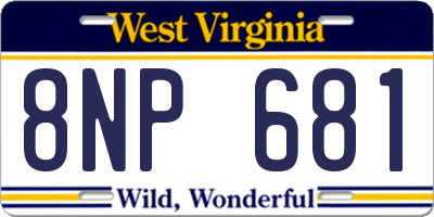 WV license plate 8NP681