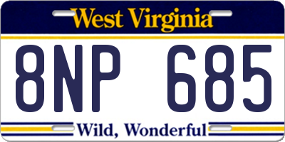 WV license plate 8NP685