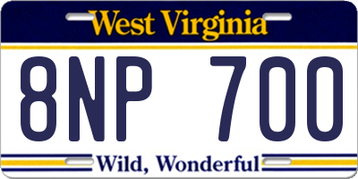 WV license plate 8NP700