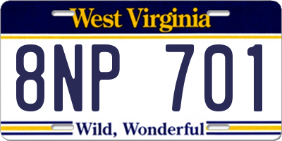 WV license plate 8NP701