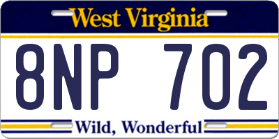 WV license plate 8NP702