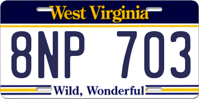 WV license plate 8NP703