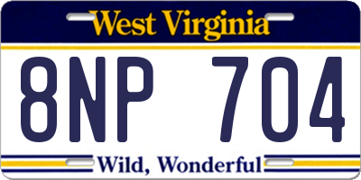 WV license plate 8NP704