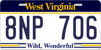 WV license plate 8NP706