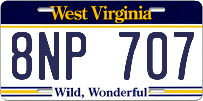 WV license plate 8NP707
