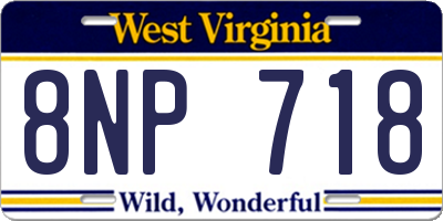 WV license plate 8NP718