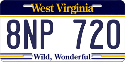 WV license plate 8NP720