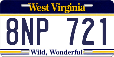 WV license plate 8NP721