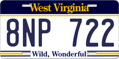 WV license plate 8NP722