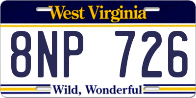 WV license plate 8NP726