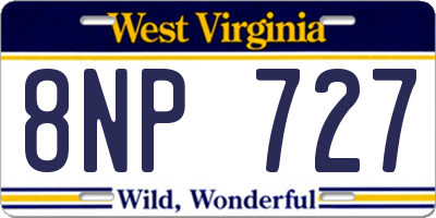 WV license plate 8NP727