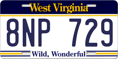 WV license plate 8NP729