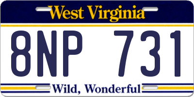 WV license plate 8NP731