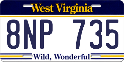 WV license plate 8NP735