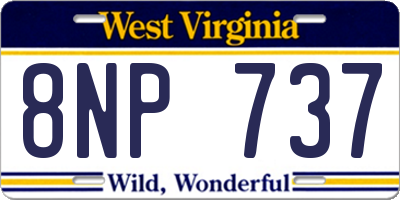 WV license plate 8NP737
