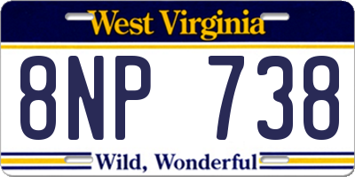 WV license plate 8NP738