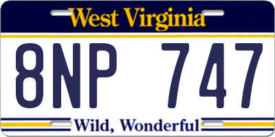 WV license plate 8NP747