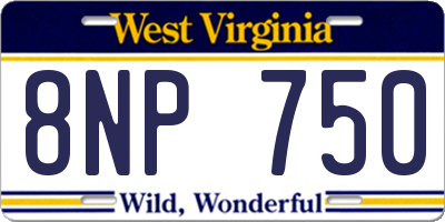 WV license plate 8NP750