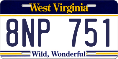 WV license plate 8NP751