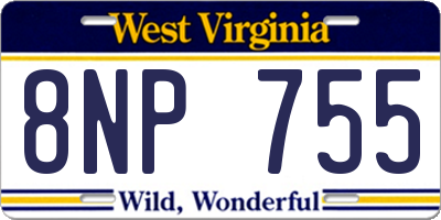WV license plate 8NP755